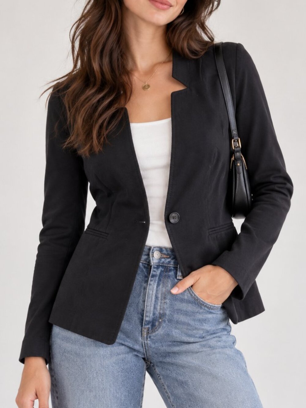 Banana Republic Black One Button Blazer Size 0 Stretch Workwear Light Jacket
